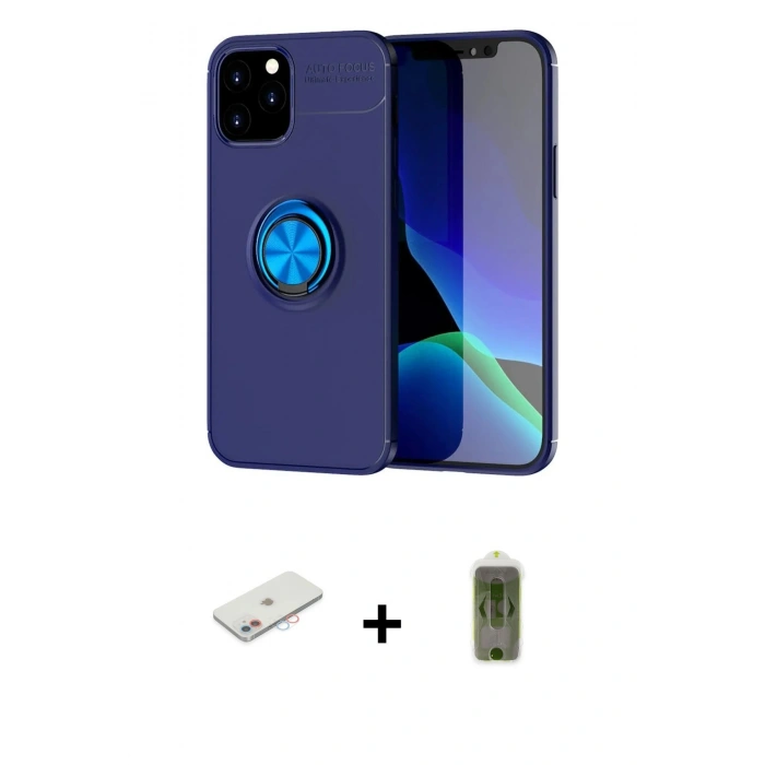 MARSİLYAN™- iPhone 12 Kılıf Yankı Form Prime - Siyah Joko Magic 5D Hayalet Cam + Renkli Kamera Lens Koruma Cam - PE
