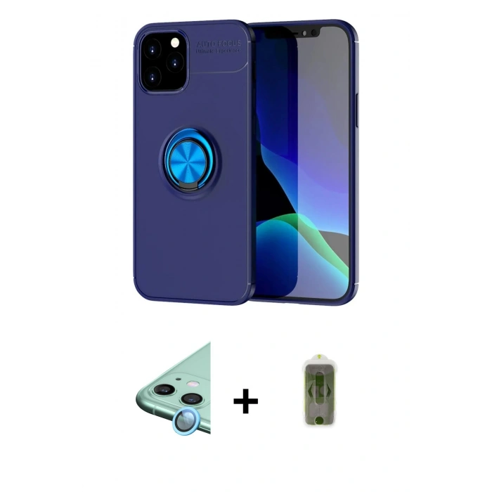 MARSİLYAN™- iPhone 12 Kılıf Yankı Form Prime - Siyah Joko Magic 5D Hayalet Cam + Raze Metal Kamera Lens - MI