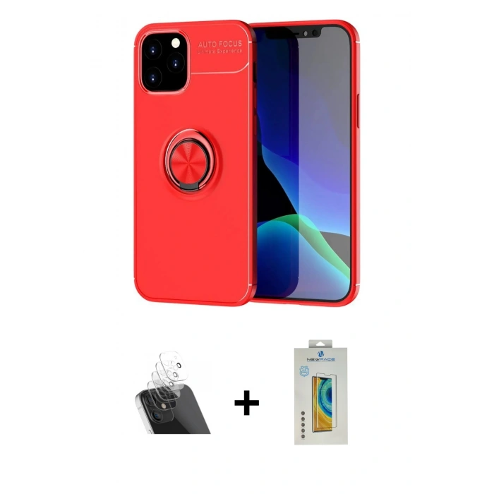 MARSİLYAN™- iPhone 12 Kılıf Yankı Form Prime - Siyah Polymer Nano Ekran Koruyucu + Kamera Lens Koruma Cam - SF
