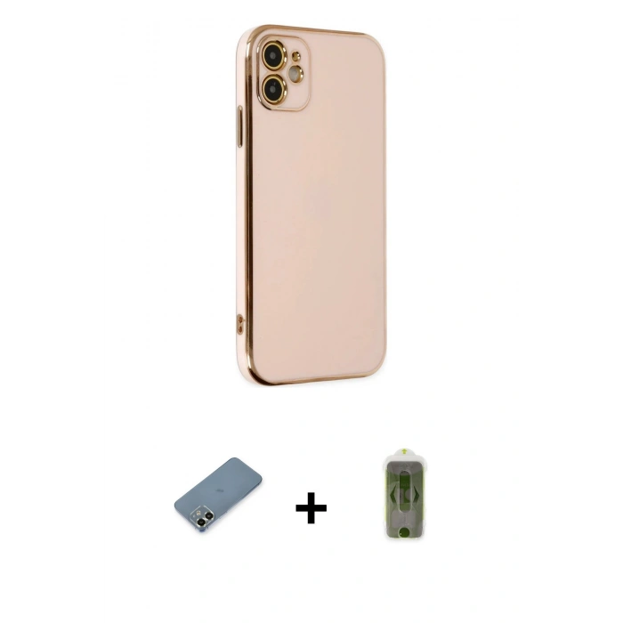 MARSİLYAN™- iPhone 12 Kılıf Yankı Serisi - Siyah Joko Magic 5D Hayalet Cam + Metal Kamera Lens Koruma Cam - AKYL