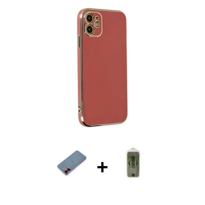 MARSİLYAN™- iPhone 12 Kılıf Yankı Serisi - Siyah Joko Magic 5D Hayalet Cam + Metal Kamera Lens Koruma Cam - KI
