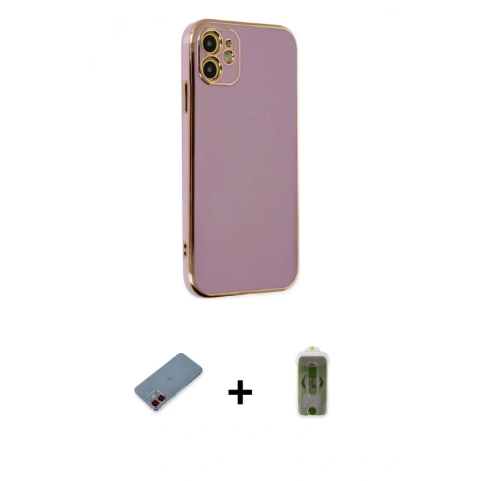 MARSİLYAN™- iPhone 12 Kılıf Yankı Serisi - Siyah Joko Magic 5D Hayalet Cam + Metal Kamera Lens Koruma Cam - KI