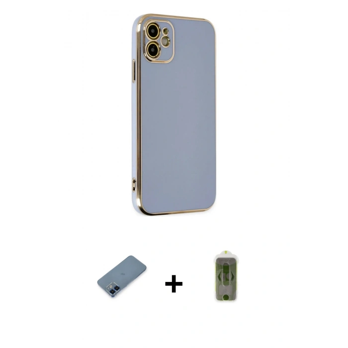 MARSİLYAN™- iPhone 12 Kılıf Yankı Serisi - Siyah Joko Magic 5D Hayalet Cam + Metal Kamera Lens Koruma Cam - MI
