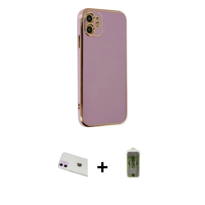 MARSİLYAN™- iPhone 12 Kılıf Yankı Serisi - Siyah Joko Magic 5D Hayalet Cam + Rainbow Kamera Lens Koruma Cam - MR
