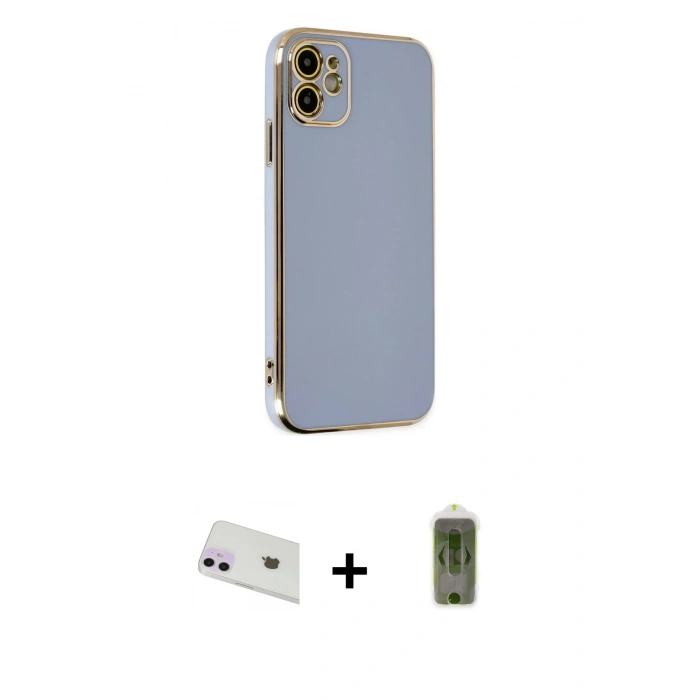 MARSİLYAN™- iPhone 12 Kılıf Yankı Serisi - Siyah Joko Magic 5D Hayalet Cam + Rainbow Kamera Lens Koruma Cam - MR