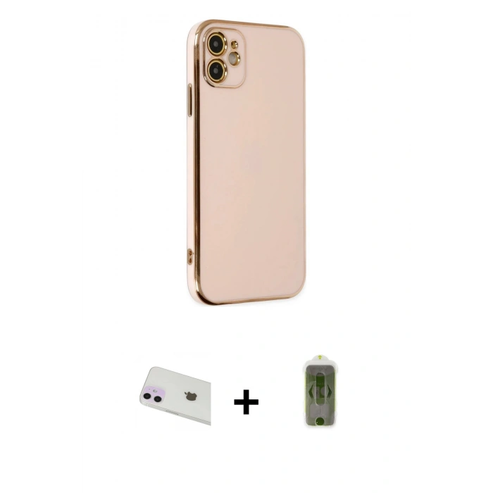 MARSİLYAN™- iPhone 12 Kılıf Yankı Serisi - Siyah Joko Magic 5D Hayalet Cam + Rainbow Kamera Lens Koruma Cam - MR