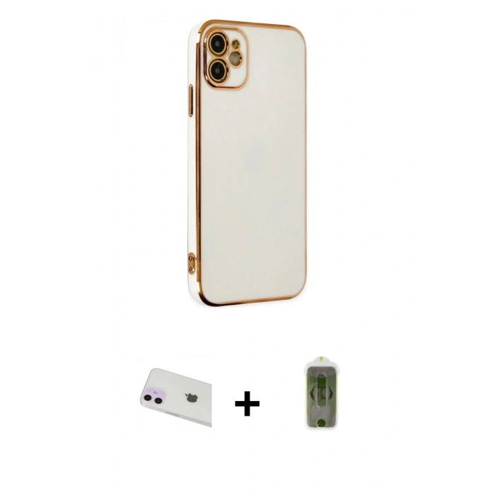 MARSİLYAN™- iPhone 12 Kılıf Yankı Serisi - Siyah Joko Magic 5D Hayalet Cam + Rainbow Kamera Lens Koruma Cam - MR