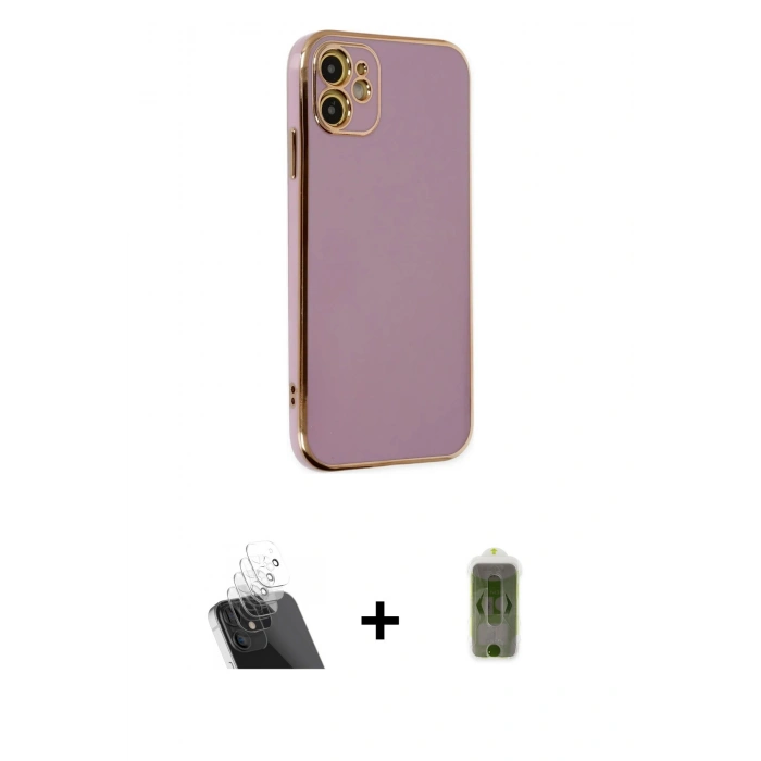 MARSİLYAN™- iPhone 12 Kılıf Yankı Serisi - Siyah Joko Magic 5D Hayalet Cam + Kamera Lens Koruma Cam - SF