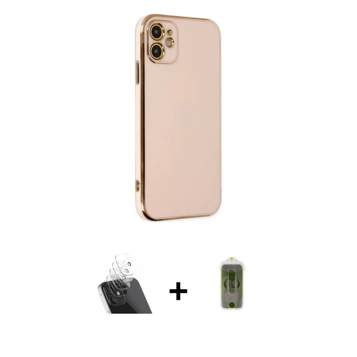 MARSİLYAN™- iPhone 12 Kılıf Yankı Serisi - Siyah Joko Magic 5D Hayalet Cam + Kamera Lens Koruma Cam - SF