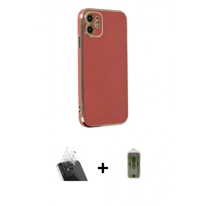 MARSİLYAN™- iPhone 12 Kılıf Yankı Serisi - Siyah Joko Magic 5D Hayalet Cam + Kamera Lens Koruma Cam - SF