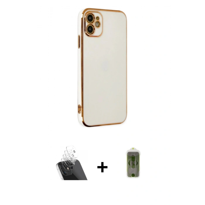 MARSİLYAN™- iPhone 12 Kılıf Yankı Serisi - Siyah Joko Magic 5D Hayalet Cam + Kamera Lens Koruma Cam - SF