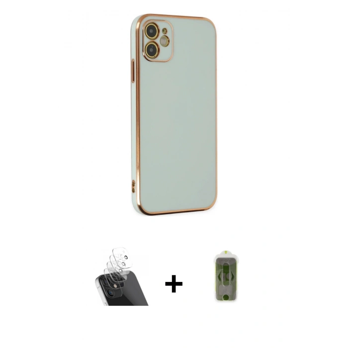 MARSİLYAN™- iPhone 12 Kılıf Yankı Serisi - Siyah Joko Magic 5D Hayalet Cam + Kamera Lens Koruma Cam - SF
