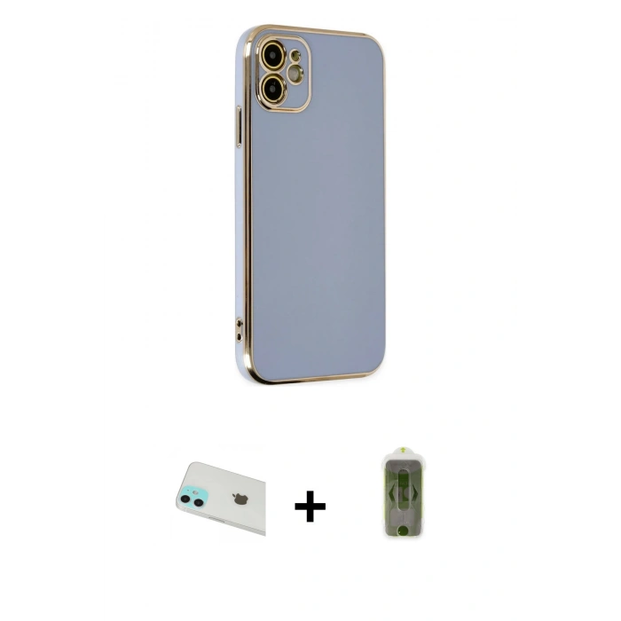 MARSİLYAN™- iPhone 12 Kılıf Yankı Serisi - Siyah Joko Magic 5D Hayalet Cam + Rainbow Kamera Lens Koruma Cam - YL