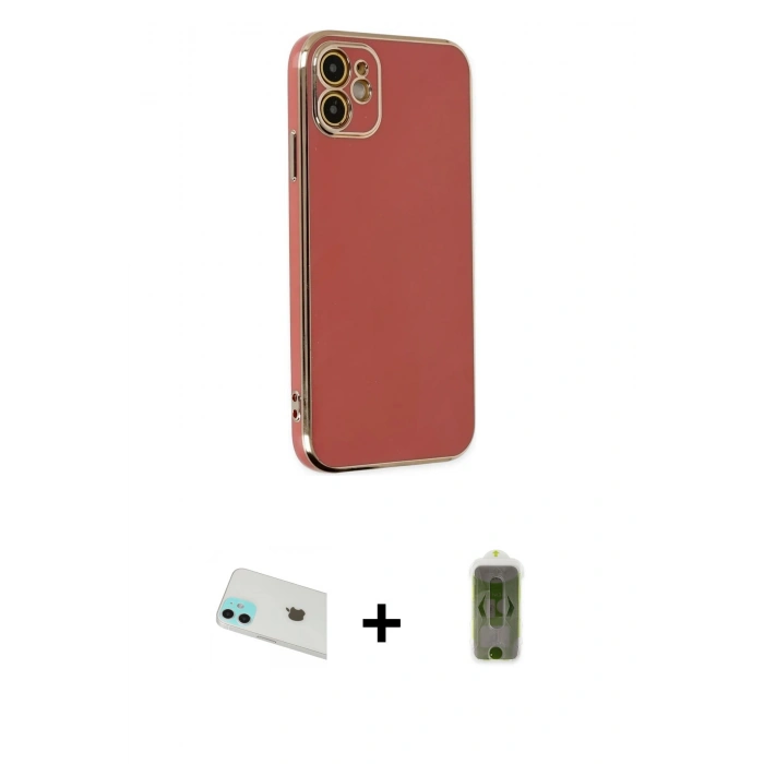 MARSİLYAN™- iPhone 12 Kılıf Yankı Serisi - Siyah Joko Magic 5D Hayalet Cam + Rainbow Kamera Lens Koruma Cam - YL