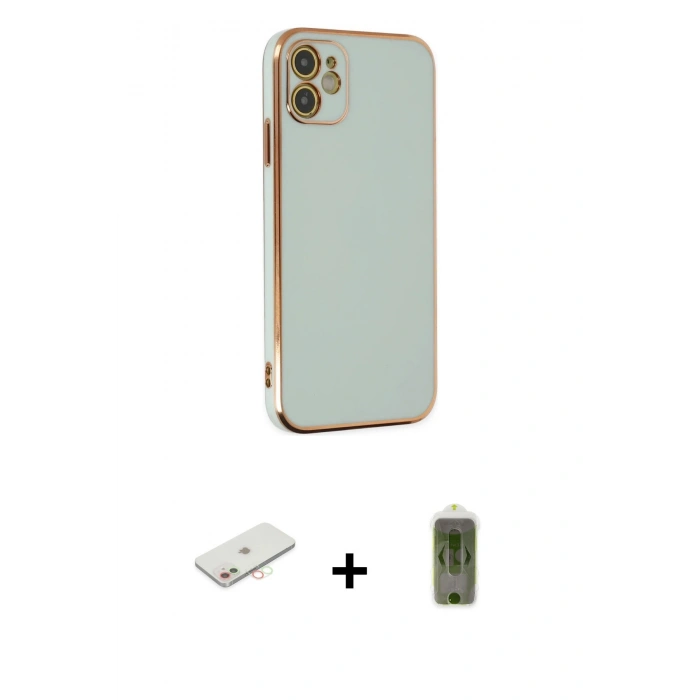 MARSİLYAN™- iPhone 12 Kılıf Yankı Serisi - Siyah Joko Magic 5D Hayalet Cam + Renkli Kamera Lens Koruma Cam - YL