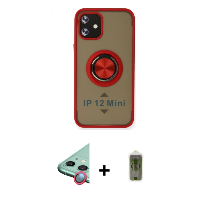 MARSİLYAN™- iPhone 12 Kılıf Yörünge Çizgi - Siyah Joko Magic 5D Hayalet Cam + Raze Metal Kamera Lens - KI