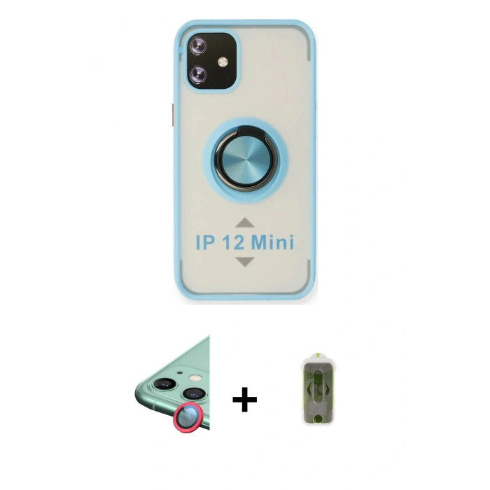 MARSİLYAN™- iPhone 12 Kılıf Yörünge Çizgi - Siyah Joko Magic 5D Hayalet Cam + Raze Metal Kamera Lens - KI
