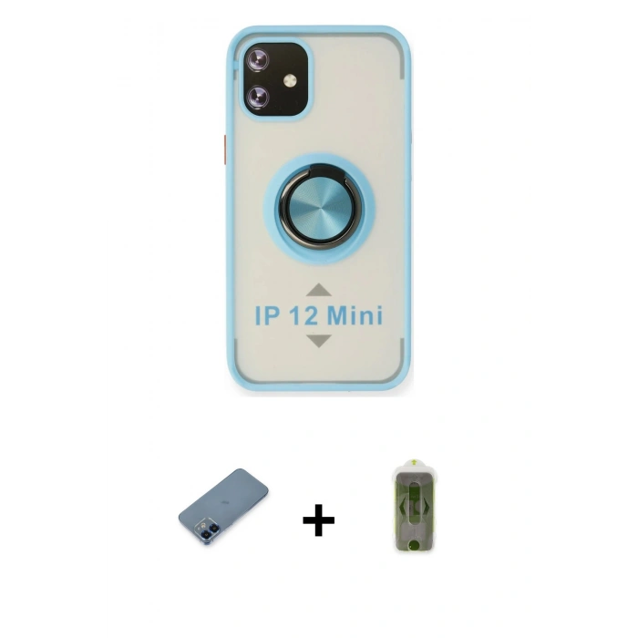 MARSİLYAN™- iPhone 12 Kılıf Yörünge Çizgi - Siyah Joko Magic 5D Hayalet Cam + Metal Kamera Lens Koruma Cam - MI