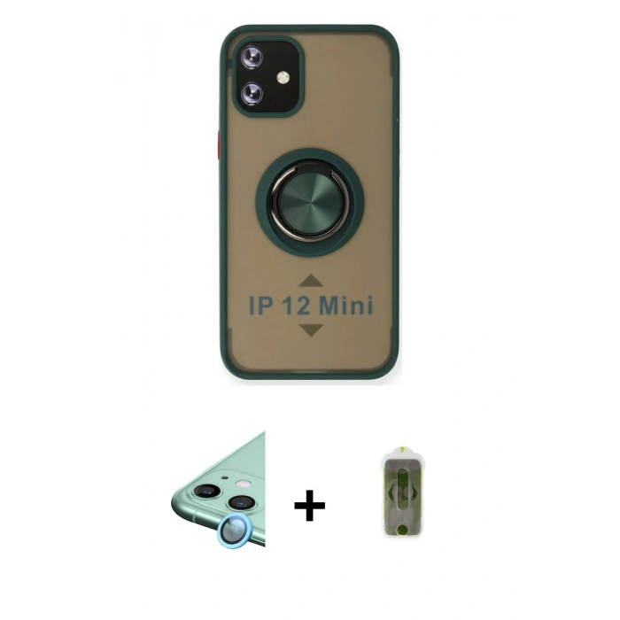 MARSİLYAN™- iPhone 12 Kılıf Yörünge Çizgi - Siyah Joko Magic 5D Hayalet Cam + Raze Metal Kamera Lens - MI