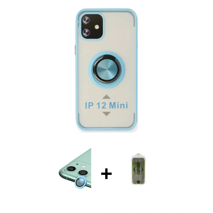 MARSİLYAN™- iPhone 12 Kılıf Yörünge Çizgi - Siyah Joko Magic 5D Hayalet Cam + Raze Metal Kamera Lens - MI