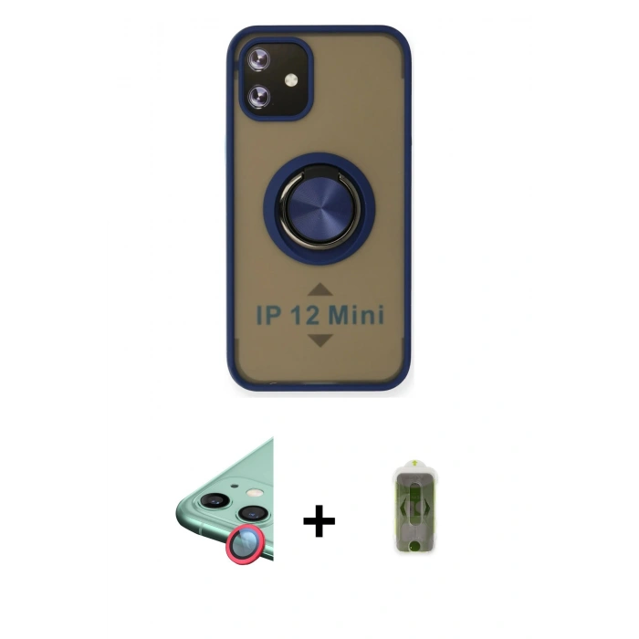 MARSİLYAN™- iPhone 12 Kılıf Yörünge Çizgi - Siyah Joko Magic 5D Hayalet Cam + Raze Metal Kamera Lens - KI