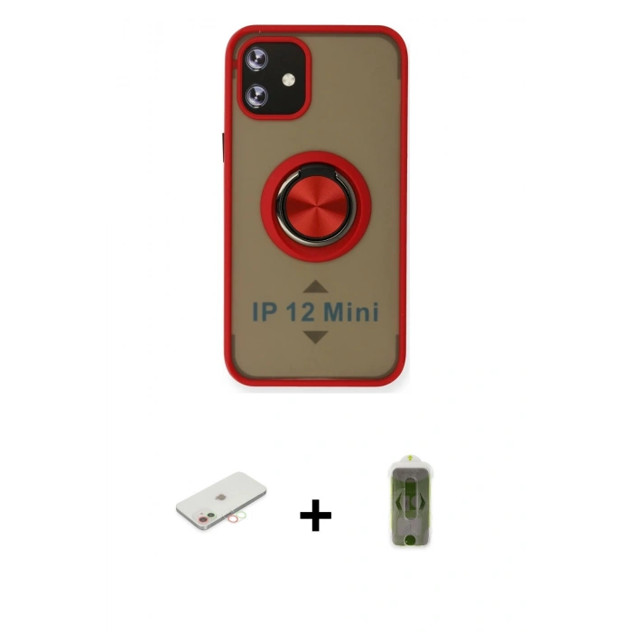 MARSİLYAN™- iPhone 12 Kılıf Yörünge Çizgi - Siyah Joko Magic 5D Hayalet Cam + Renkli Kamera Lens Koruma Cam - YL