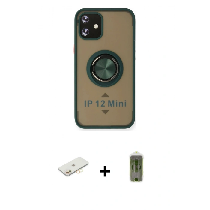 MARSİLYAN™- iPhone 12 Kılıf Yörünge Çizgi - Siyah Joko Magic 5D Hayalet Cam + Renkli Kamera Lens Koruma Cam - SI
