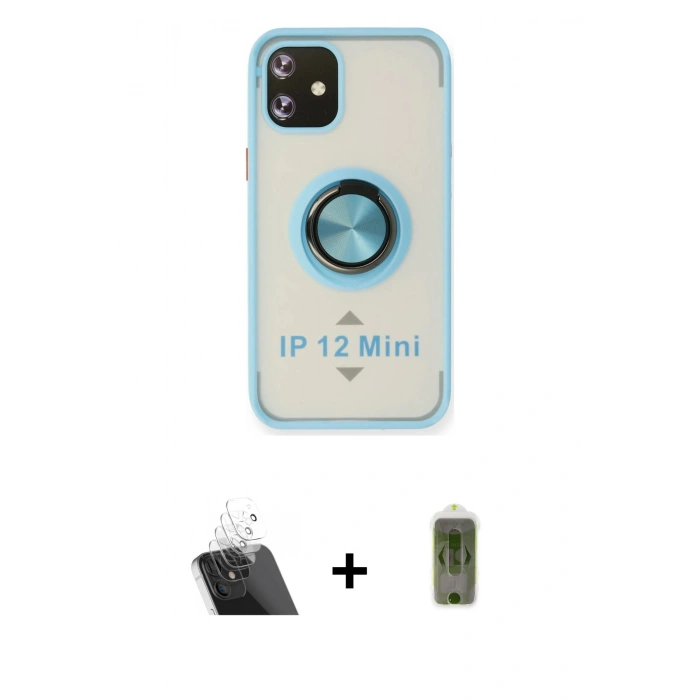 MARSİLYAN™- iPhone 12 Kılıf Yörünge Çizgi - Siyah Joko Magic 5D Hayalet Cam + Şeffaf Kamera Lens Koruma Cam