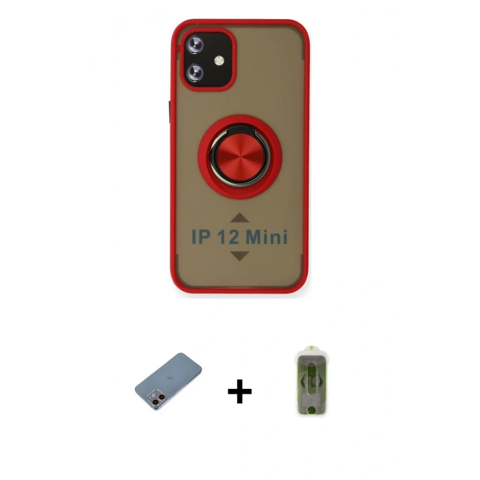 MARSİLYAN™- iPhone 12 Kılıf Yörünge Çizgi - Siyah Joko Magic 5D Hayalet Cam + Shine Kamera Lens Koruma Cam - PE