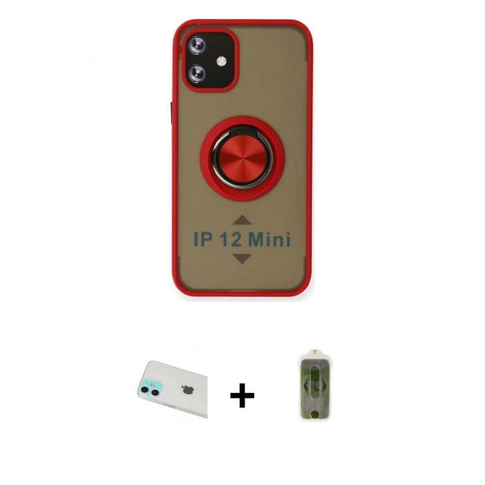 MARSİLYAN™- iPhone 12 Kılıf Yörünge Çizgi - Siyah Joko Magic 5D Hayalet Cam + Rainbow Kamera Lens Koruma Cam - YL