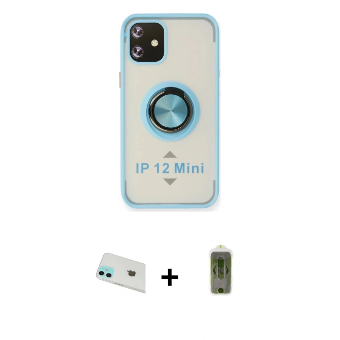MARSİLYAN™- iPhone 12 Kılıf Yörünge Çizgi - Siyah Joko Magic 5D Hayalet Cam + Rainbow Kamera Lens Koruma Cam - YL