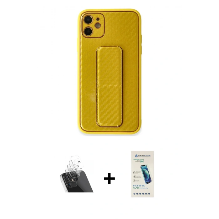 MARSİLYAN™- iPhone 12 Kılıf Yörünge Yansıma - Şeffaf Pasifik Cam Ekran Koruyucu + Kamera Lens Koruma Cam - SF