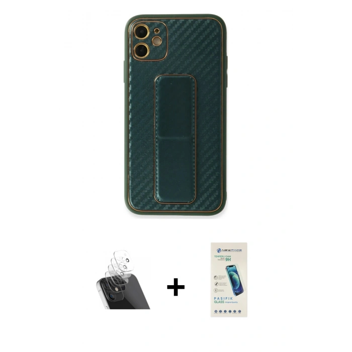 MARSİLYAN™- iPhone 12 Kılıf Yörünge Yansıma - Şeffaf Pasifik Cam Ekran Koruyucu + Kamera Lens Koruma Cam - SF