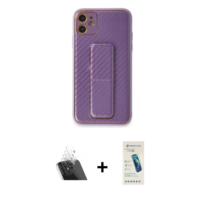 MARSİLYAN™- iPhone 12 Kılıf Yörünge Yansıma - Şeffaf Pasifik Cam Ekran Koruyucu + Kamera Lens Koruma Cam - SF