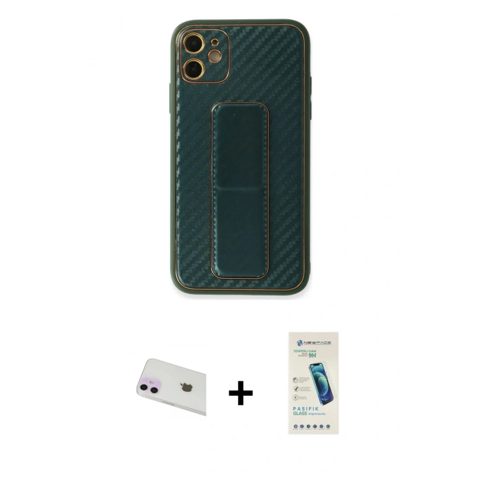 MARSİLYAN™- iPhone 12 Kılıf Yörünge Yansıma - Şeffaf Pasifik Cam Ekran Koruyucu + Rainbow Kamera Lens Koruma Cam - MR