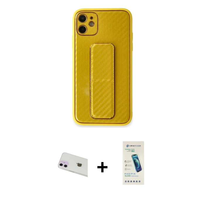 MARSİLYAN™- iPhone 12 Kılıf Yörünge Yansıma - Şeffaf Pasifik Cam Ekran Koruyucu + Rainbow Kamera Lens Koruma Cam - MR