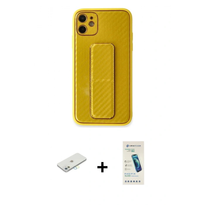 MARSİLYAN™- iPhone 12 Kılıf Yörünge Yansıma - Şeffaf Pasifik Cam Ekran Koruyucu + Renkli Kamera Lens Koruma Cam - SI