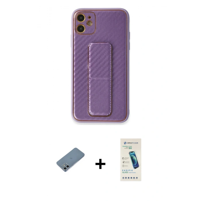 MARSİLYAN™- iPhone 12 Kılıf Yörünge Yansıma - Şeffaf Pasifik Cam Ekran Koruyucu + Shine Kamera Lens Koruma Cam - SABE