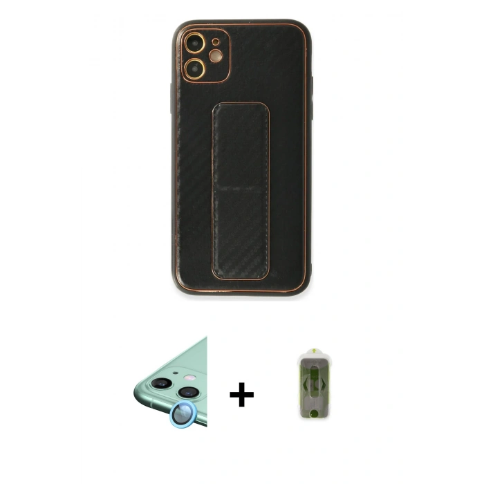 MARSİLYAN™- iPhone 12 Kılıf Yörünge Yansıma - Siyah Joko Magic 5D Hayalet Cam + Raze Metal Kamera Lens - MI