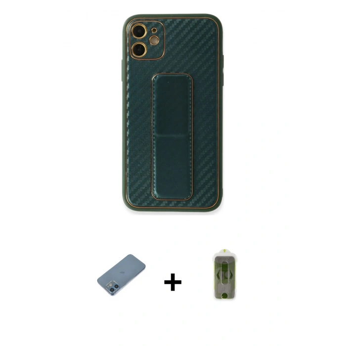 MARSİLYAN™- iPhone 12 Kılıf Yörünge Yansıma - Siyah Joko Magic 5D Hayalet Cam + Shine Kamera Lens Koruma Cam - MI