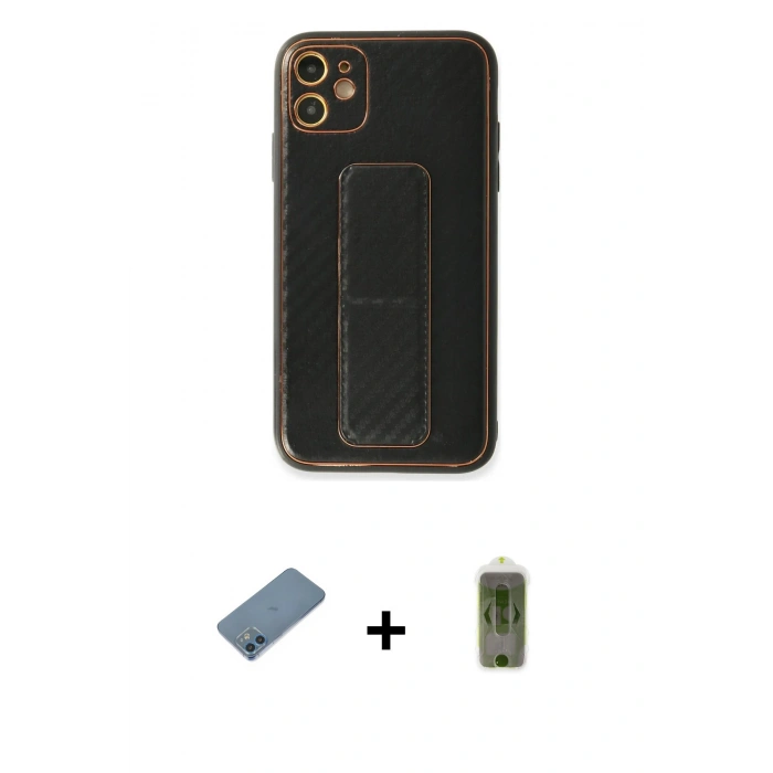 MARSİLYAN™- iPhone 12 Kılıf Yörünge Yansıma - Siyah Joko Magic 5D Hayalet Cam + Shine Kamera Lens Koruma Cam - MI