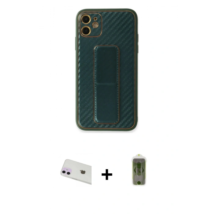 MARSİLYAN™- iPhone 12 Kılıf Yörünge Yansıma - Siyah Joko Magic 5D Hayalet Cam + Rainbow Kamera Lens Koruma Cam - MR