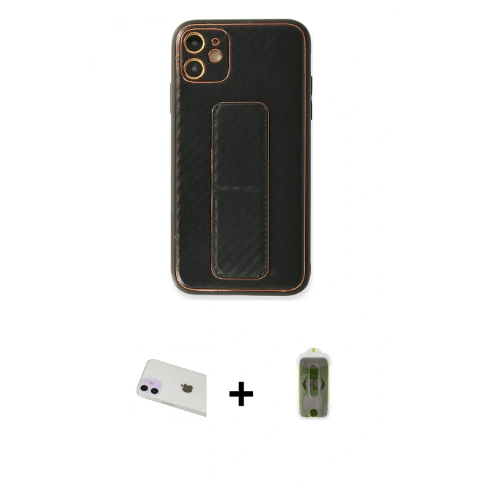 MARSİLYAN™- iPhone 12 Kılıf Yörünge Yansıma - Siyah Joko Magic 5D Hayalet Cam + Rainbow Kamera Lens Koruma Cam - MR