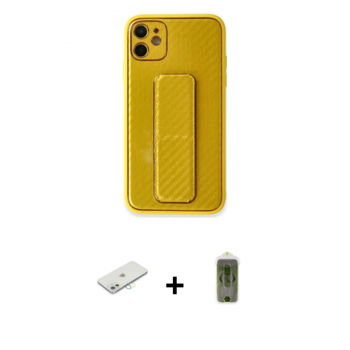 MARSİLYAN™- iPhone 12 Kılıf Yörünge Yansıma - Siyah Joko Magic 5D Hayalet Cam + Renkli Kamera Lens Koruma Cam - SI