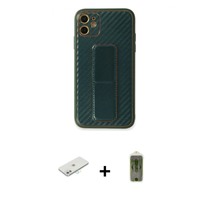 MARSİLYAN™- iPhone 12 Kılıf Yörünge Yansıma - Siyah Joko Magic 5D Hayalet Cam + Renkli Kamera Lens Koruma Cam - SI