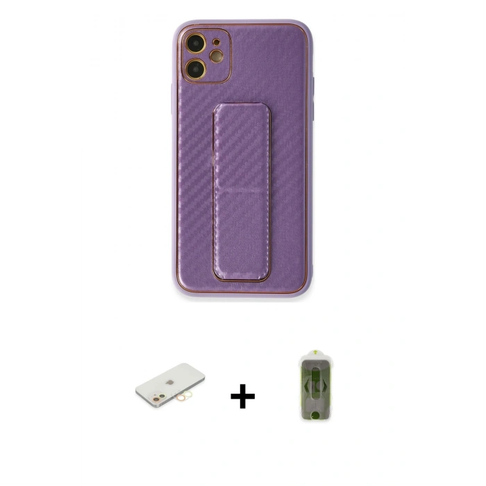 MARSİLYAN™- iPhone 12 Kılıf Yörünge Yansıma - Siyah Joko Magic 5D Hayalet Cam + Renkli Kamera Lens Koruma Cam - SI