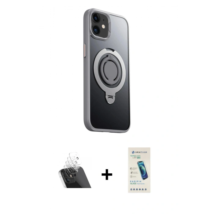 MARSİLYAN™- iPhone 12 Kılıf Zirve Çizgi Prime - Şeffaf Pasifik Cam Ekran Koruyucu + Kamera Lens Koruma Cam - SF