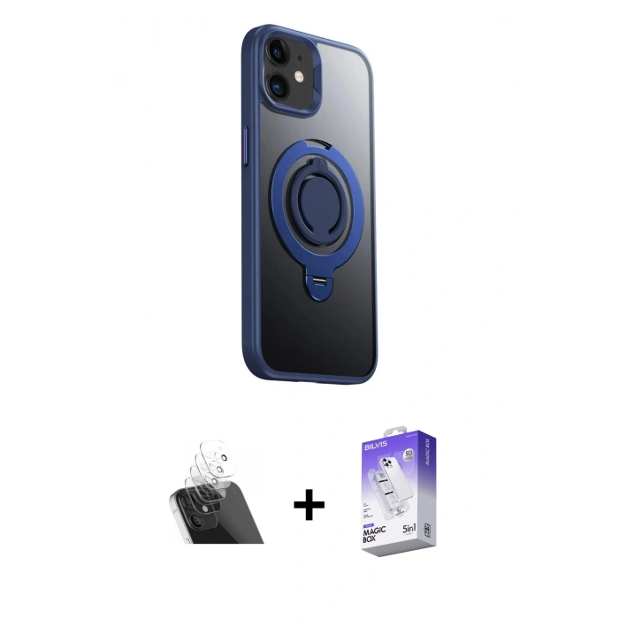 MARSİLYAN™- iPhone 12 Kılıf Zirve Çizgi Prime - Siyah Bilvis 5in1 3D Magic Cam Ekran Koruyucu + Kamera Lens Koruma Cam - SF