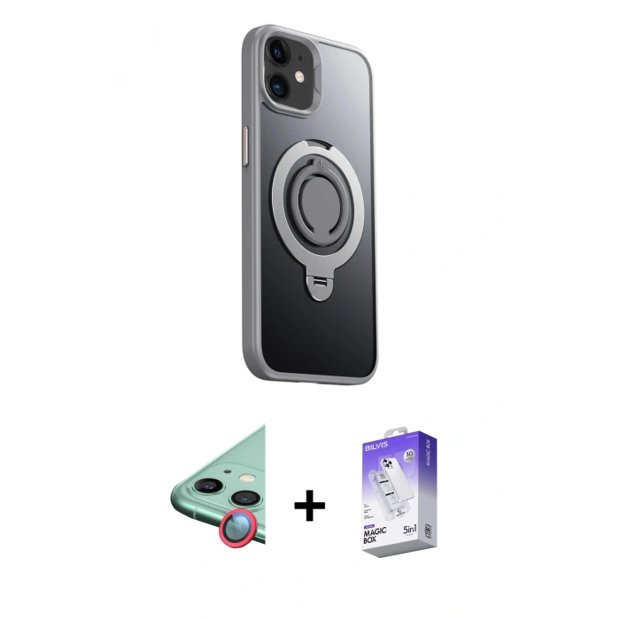 MARSİLYAN™- iPhone 12 Kılıf Zirve Çizgi Prime - Siyah Bilvis 5in1 3D Magic Cam Ekran Koruyucu + Raze Metal Kamera Lens - KI