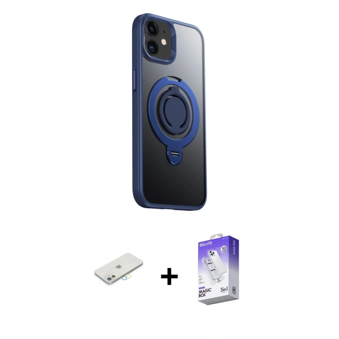 MARSİLYAN™- iPhone 12 Kılıf Zirve Çizgi Prime - Siyah Bilvis 5in1 3D Magic Cam Ekran Koruyucu + Renkli Kamera Lens Koruma Cam - SI